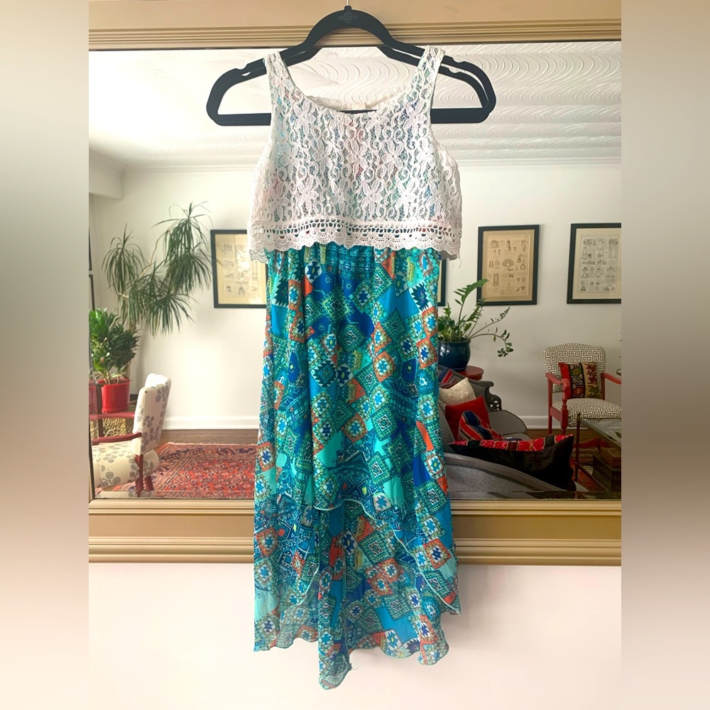 HI-LO DRESS WITH LACE TOP